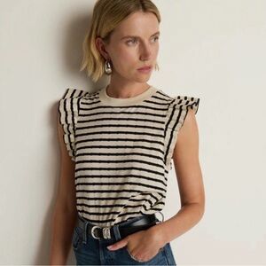 Nation LTD Black and Cream Striped Paulette Top
